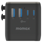 Momax UA23UKL 1-WORLD² 100W 雙 AC 四 USB GaN 全球轉換 插座  (鈦色)